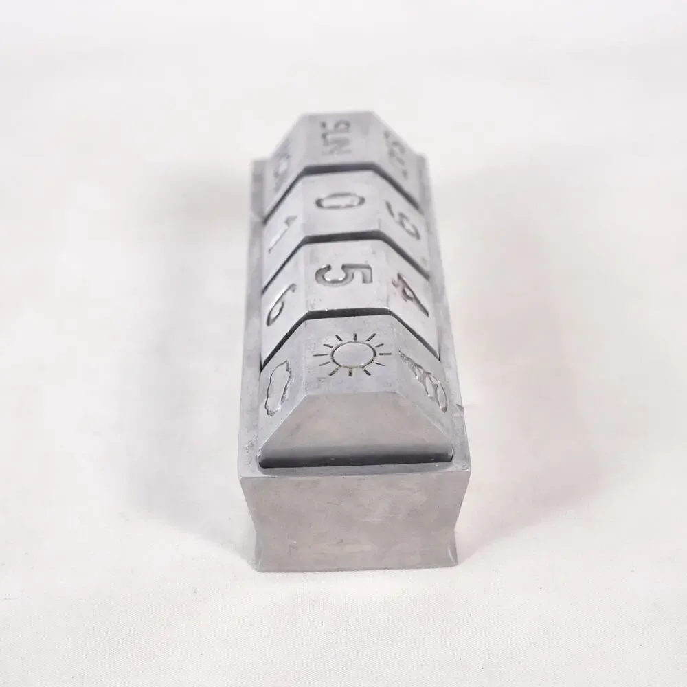Pottery Barn Pewter Metal Cube Perpetual Desk Calendar Date Office Decor Vintage